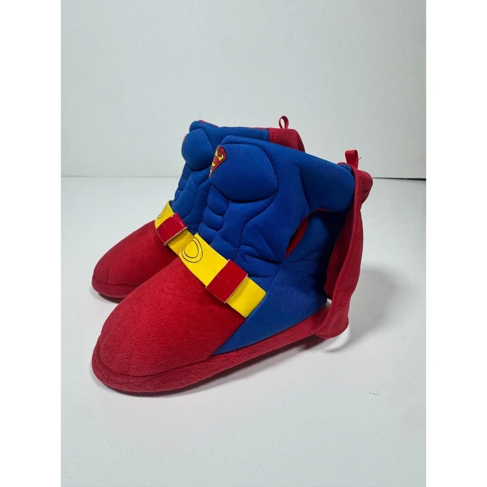 Superman Boys Shoes 9-10 Red‎ Royal Blue Round Toe Casual Slip On Caped Slipper